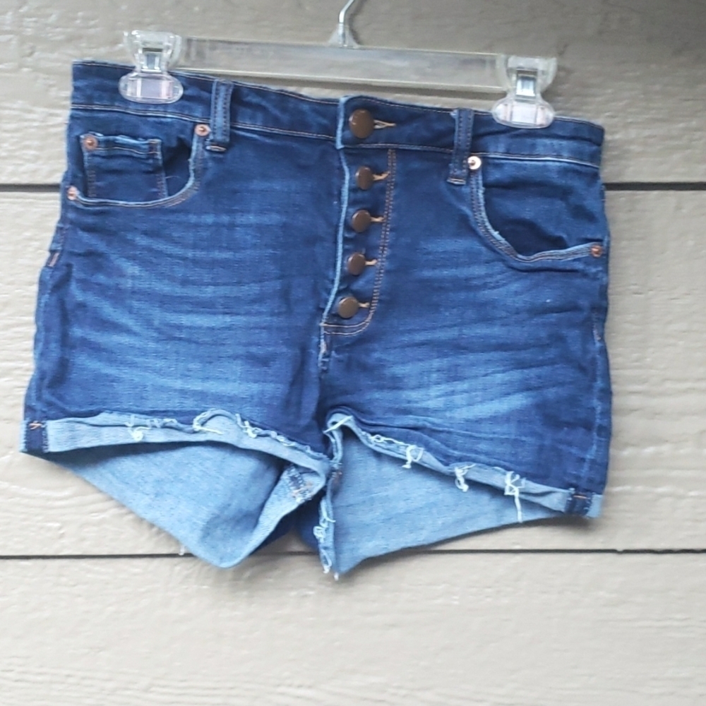 STS Blue high rise button fly raw hem cuffed shorts 9